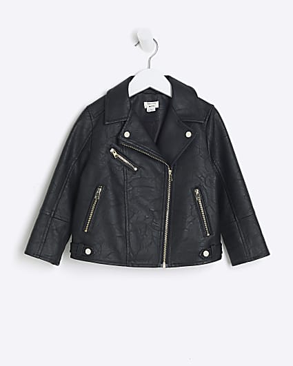 Mini Girls Black Biker Jacket