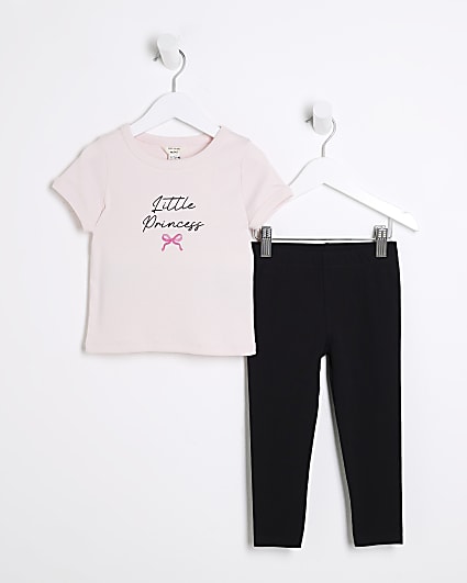 Mini Girls Pink Little Princess T-Shirt Set