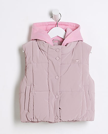 Mini Girls Pink Nylon 2 In 1 Gilet