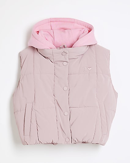 Girls Pink Nylon 2 In 1 Gilet