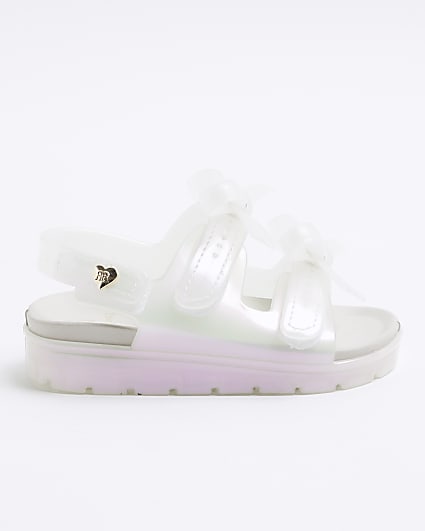 Mini Girls White Bow Jelly Sandals