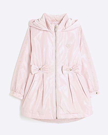 Girls Pink Cinched Frill Raincoat