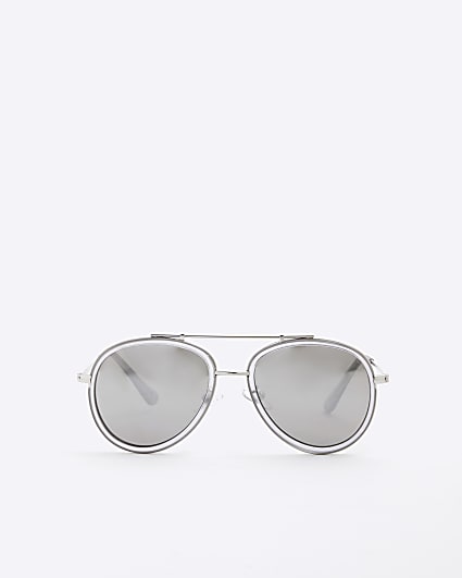 Boys Grey Metal Aviator Sunglasses