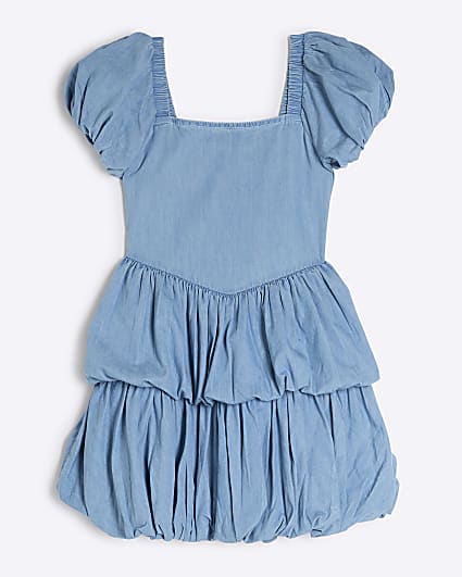 Girls Denim Bubble Hem Dress