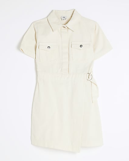 Girls Twill Wrap Shirt Dress