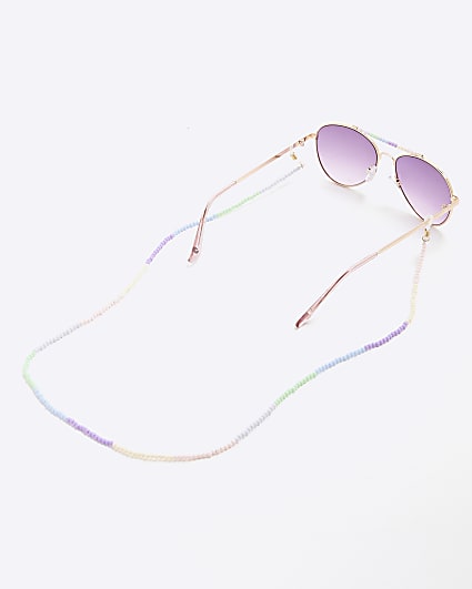 Girls Purple Chain And Aviator Sunglasses