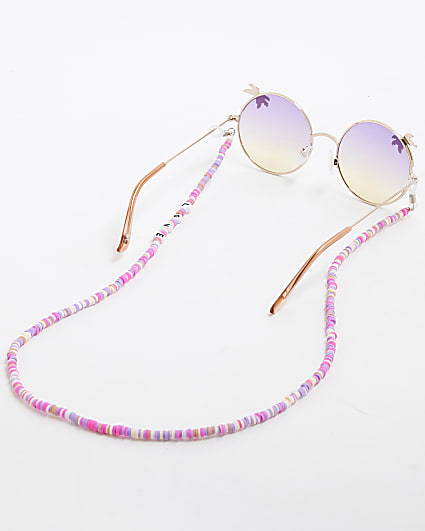 Girls Gold Round Palm & Chain Sunglasses