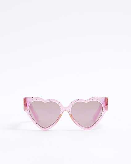 Mini Girls Pink Confetti Heart Sunglasses