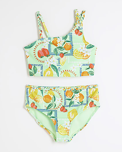 Girls Green Lemon Bikini Set