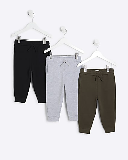 Mini Boys Khaki 3pk Joggers