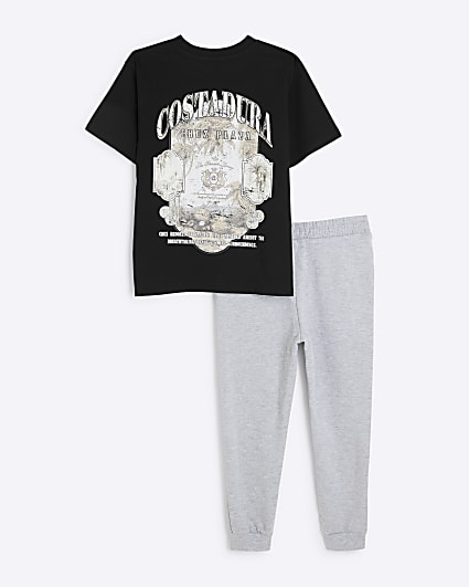 Boys Black Graphic T-shirt and Jogger Set