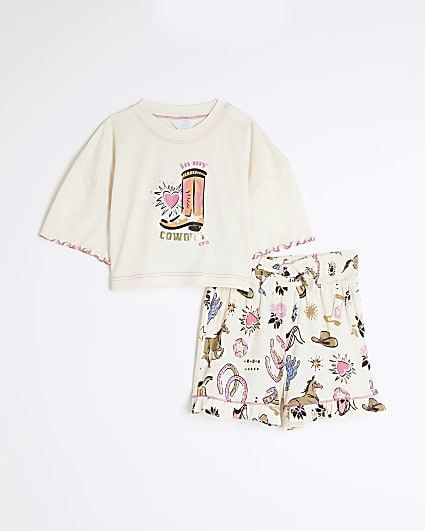 Girls Cream Western Cowgirl Pyjamas Set