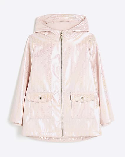 Girls Pink RI Monogram Raincoat