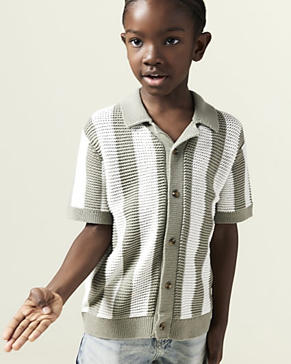 Boys Green Stripe Polo Shirt