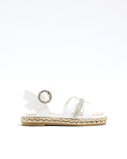 Mini Girls White Faux Leather Sandals