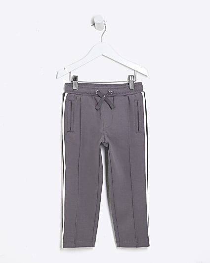 Mini Boys Grey Taped Stripe Joggers