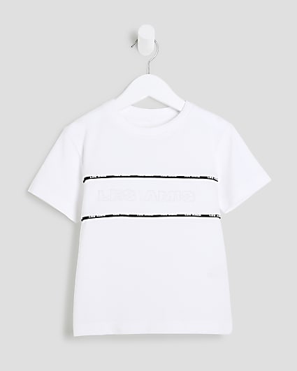 Mini Boys White Piped T-Shirt