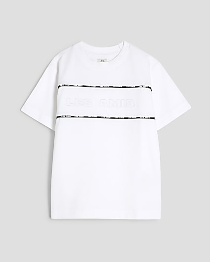 Boys White Piped T-Shirt