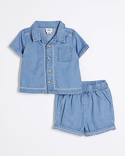 Baby Boys Blue Chambray Short Set