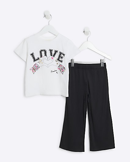 Mini Girls White Love Bracelet T-Shirt Set