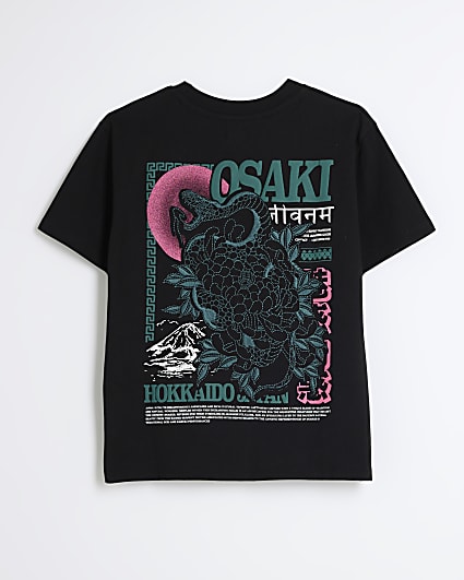 Boys Black Japanese Osaki T-Shirt