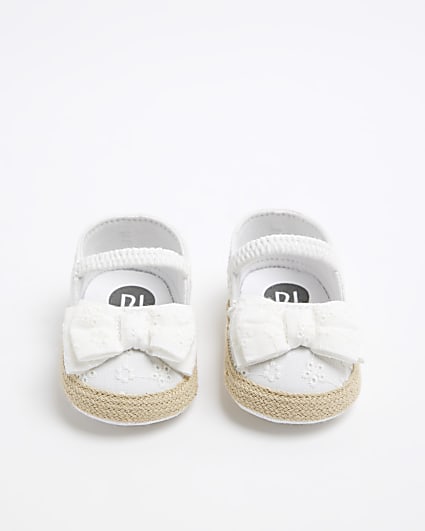 Baby Girls Cream Broderie Bow Sandals