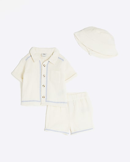 Baby Boys Cream Cheesecloth Shirt Set