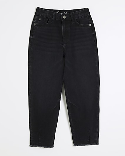 Girls Black Barrel Leg Denim Jeans