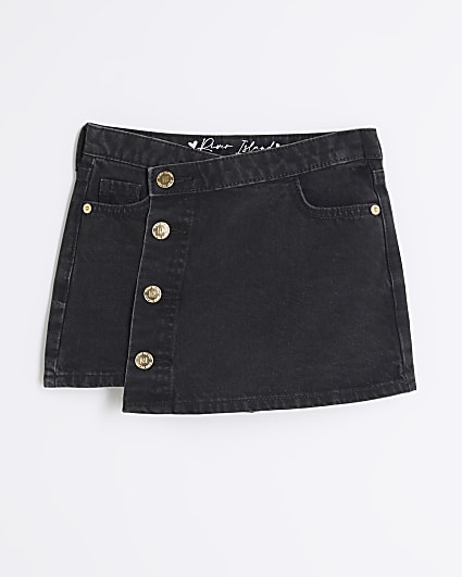 Girls Black Denim Skort