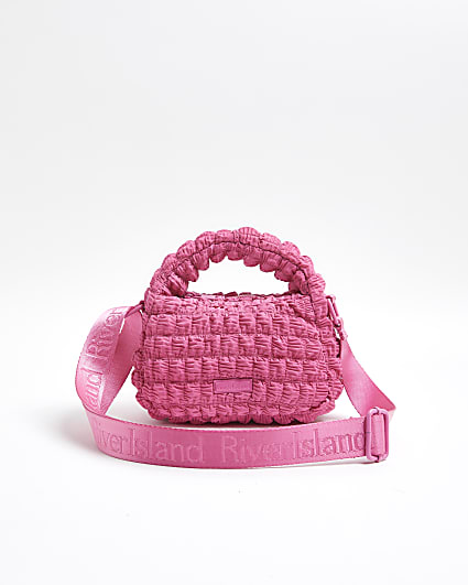 Girls Pink Nylon Scrunch Cross Body Bag