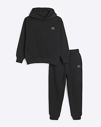 Boys Black Essential Hoody and Jogger Set