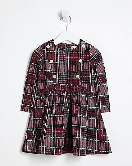 Mini Girls Red Check Smock Dress