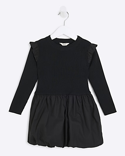 Mini Girls Black Bubble Hem Dress