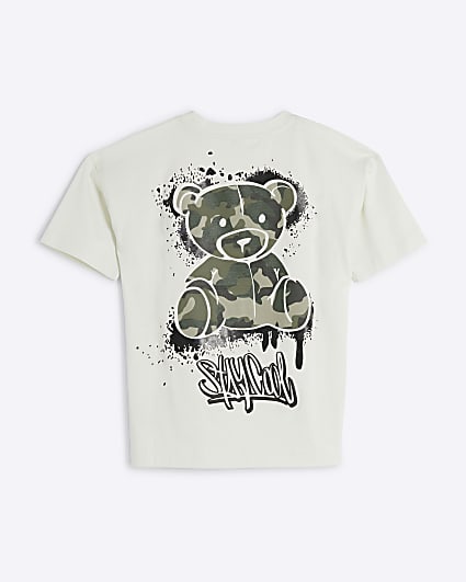 Boys white camo bear graphic t-shirt