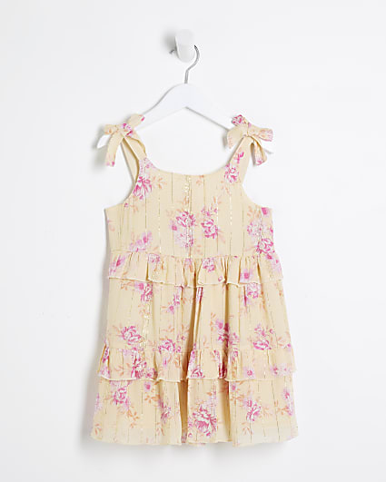 Mini Girls Yellow Ditsy Floral Dress