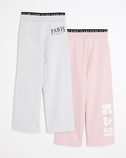 Girls Pink RI Waistband Joggers 2 pack