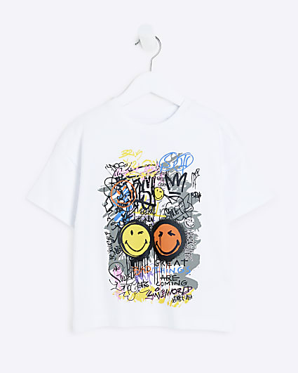 Mini White Smiley Face T-Shirt