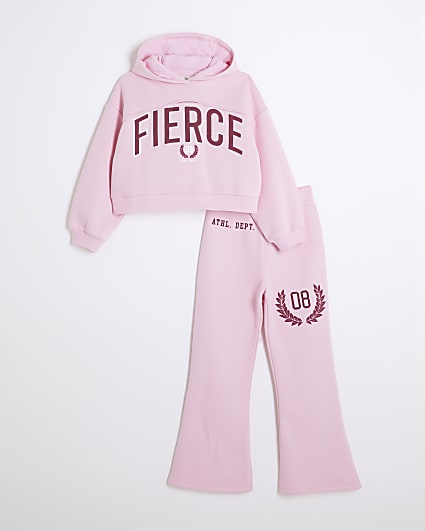 Girls Pink Fierce Cutout Sweat Set