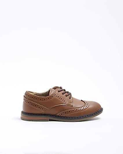 Boys Brown Faux Leather Shoes