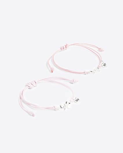 Girls pink bow BFF bracelet