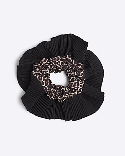 Girls brown leopard hair scrunchie