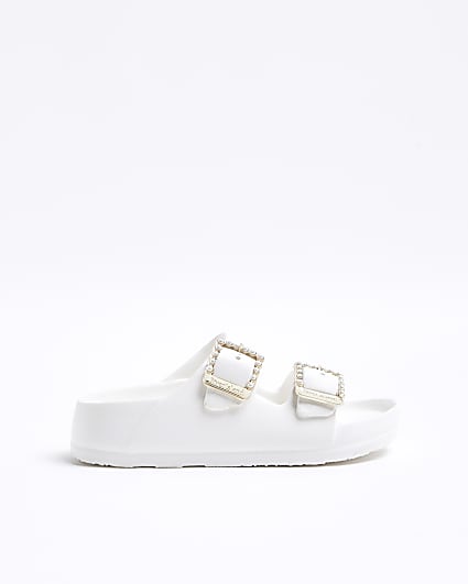 Girls White Pearl Moulded Sandals