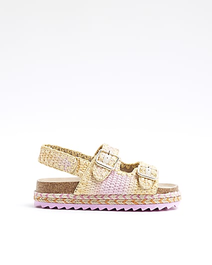 Girls Pink Ombre Raffia Sandals