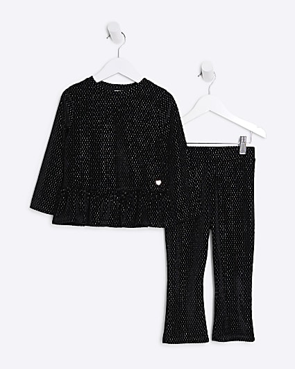 Mini Girls Black Long Sleeve Velvet Set