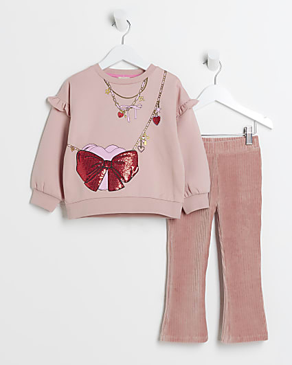 Mini Girls Pink Necklace Bag Sweatshirt Set