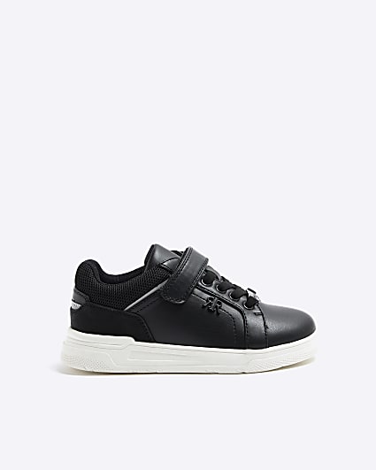 Boys Black Monochrome Velcro Trainers