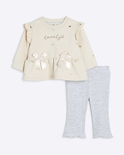 Baby Girls Pink Peplum Bow Sweatshirt Set