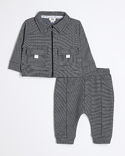 Baby Boys Navy Jacquard Jacket Set