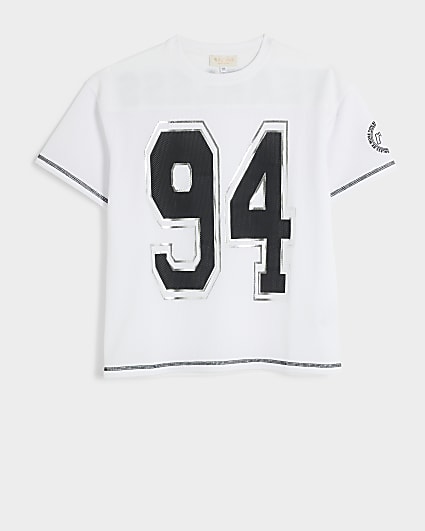 Girls RI Active white Mesh Panel T-shirt