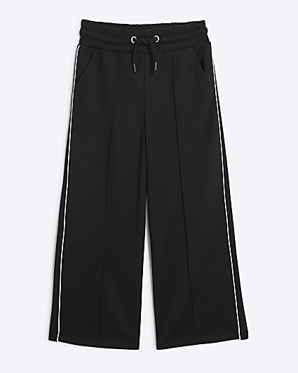 Girls black tipped wide leg joggers